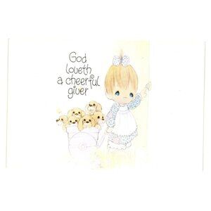 God Loveth A Cheerful Giver Postcard Precious Moments Style Jonathan David USA